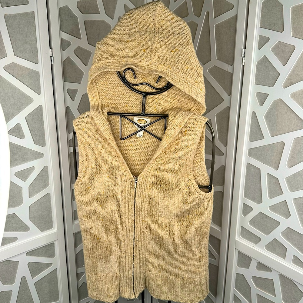 {Talbots} Women’s Knit Hooded Zip-up Vest – Italian Wool Blend, Size Large